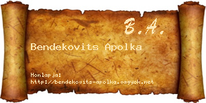 Bendekovits Apolka névjegykártya